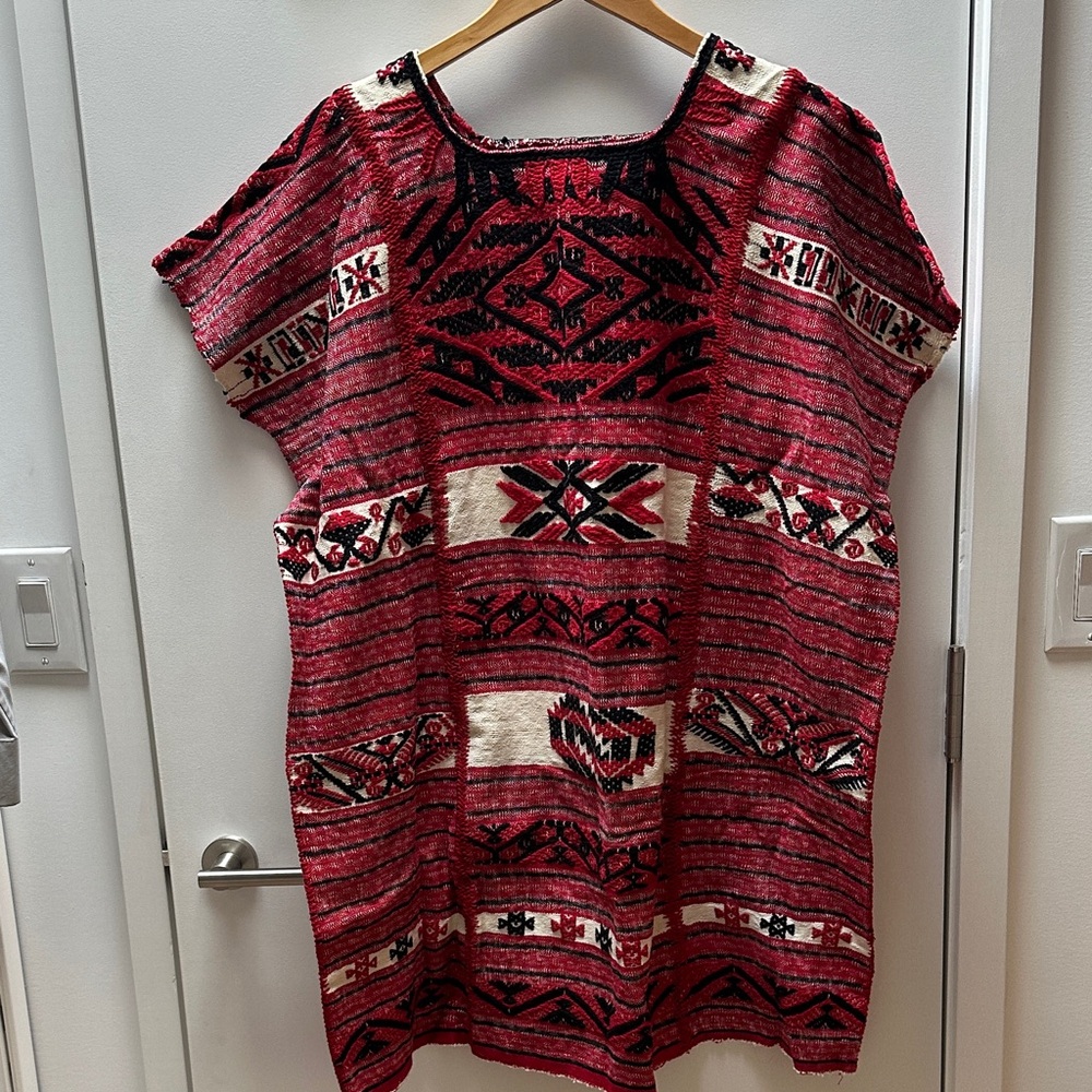 Vibrant Red and Black Patterned Tunic